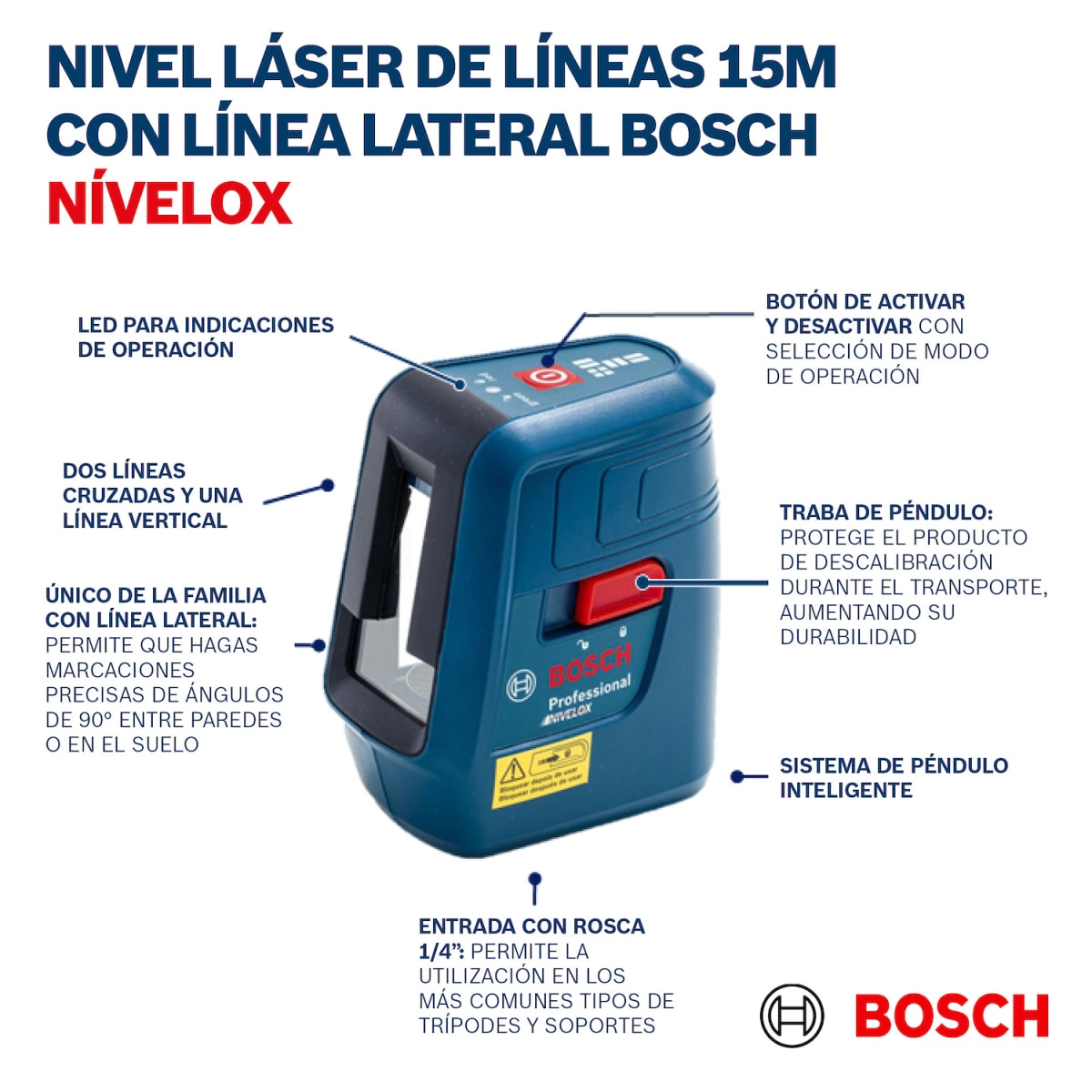 Nivel Láser Bosch Nivelox GLL 3X (3 Líneas) – 0601.063.XG09