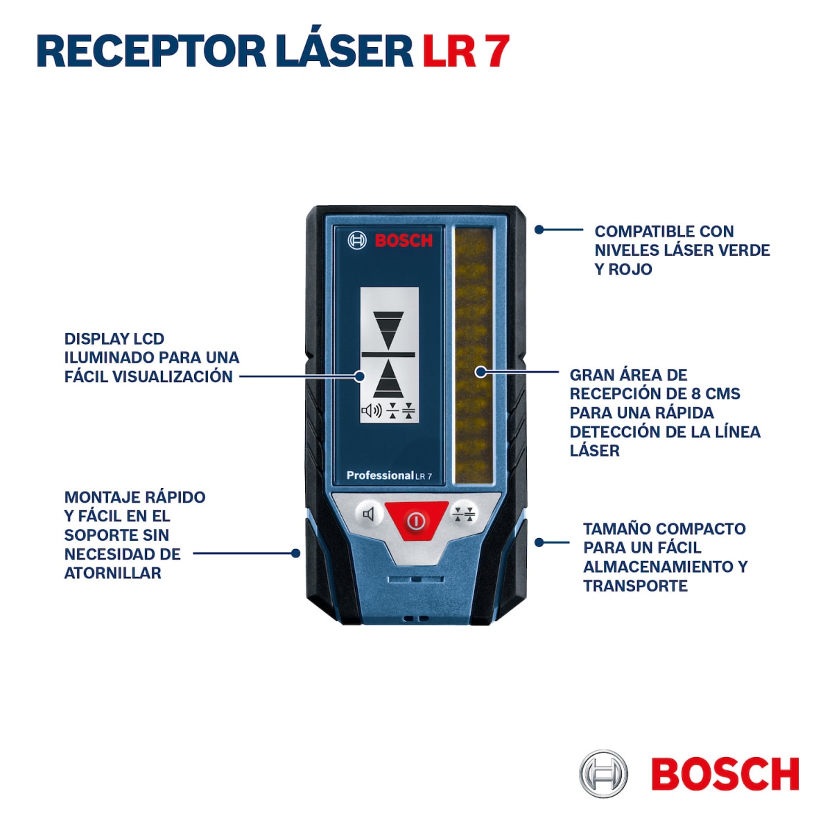 Receptor Láser Bosch LR 7 Professional (Rojo y Verde) – 0601.069.J008