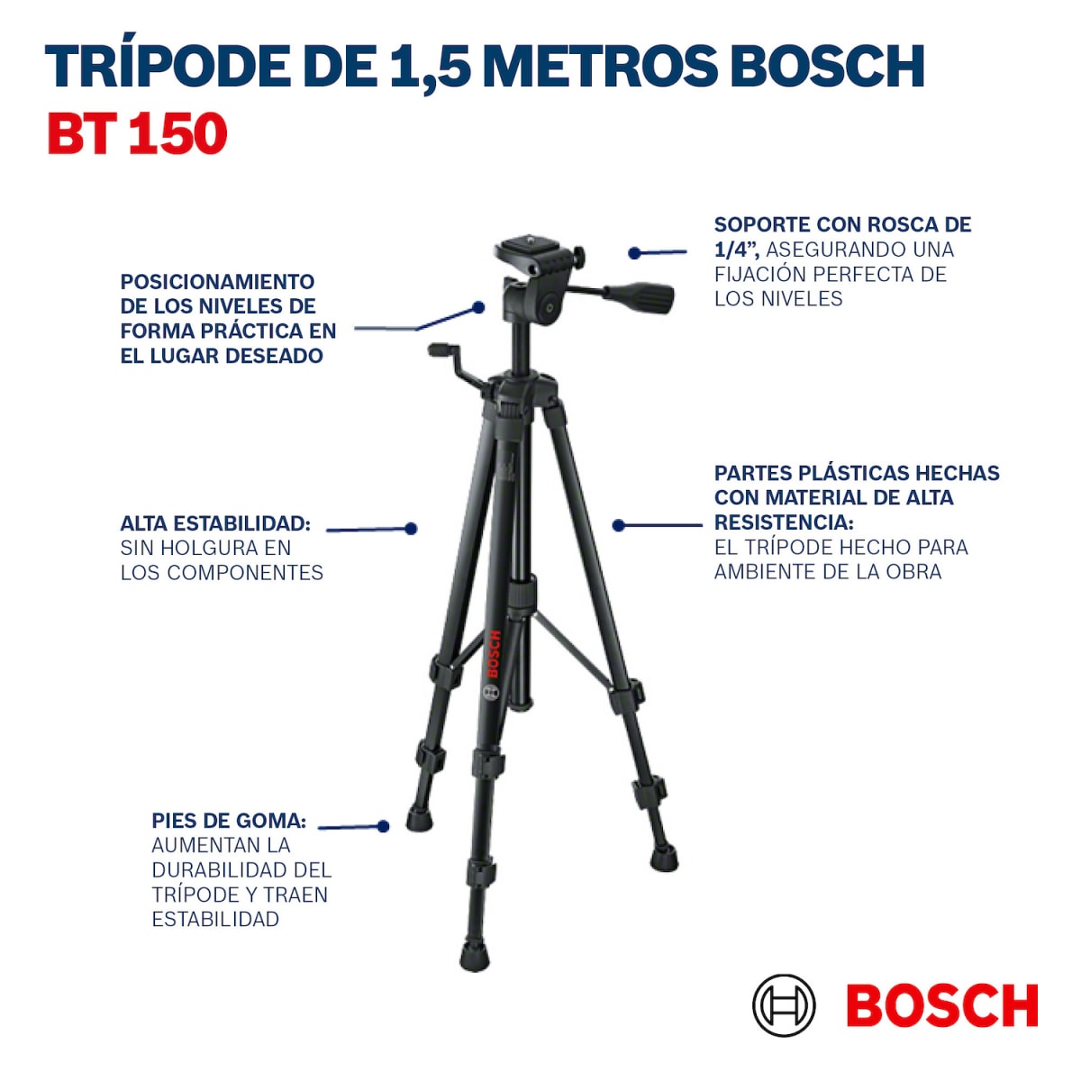 Trípode de Construcción 50 - 100 Cm Bosch BT 1508