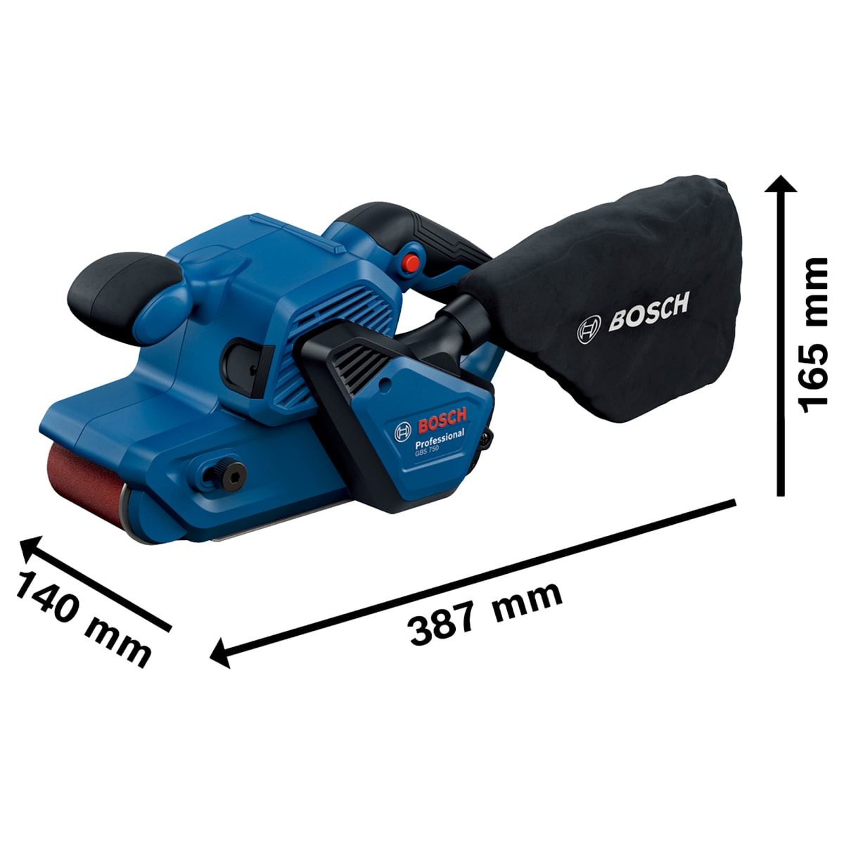 Lijadora de Banda Bosch 850W 75x533mm GBS 750 - 0601.2C1.0E04