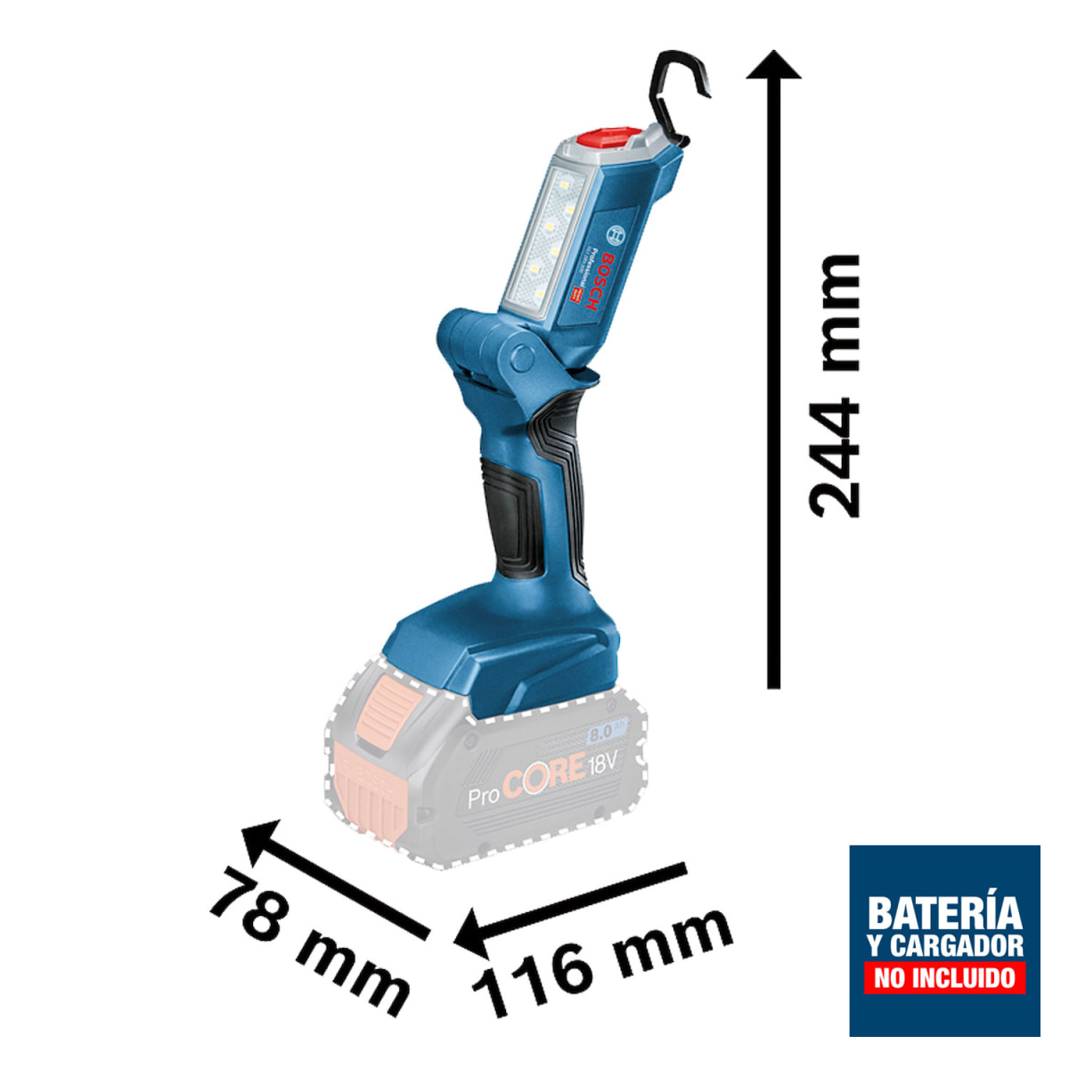 Linterna de trabajo Bosch 18V 300lm (Sin Batería) GLI18V-300 - 0601.4A1.1005