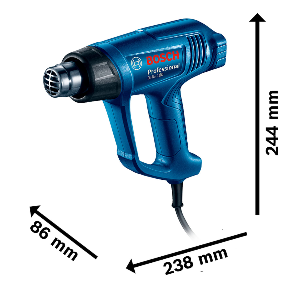 Pistola de Calor Bosch 1800W 550°C GHG 180 - 0601.94D.0E06