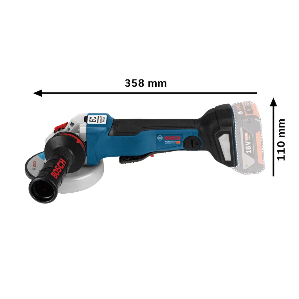 Amoladora Bosch GWS 18V-10 PC 5