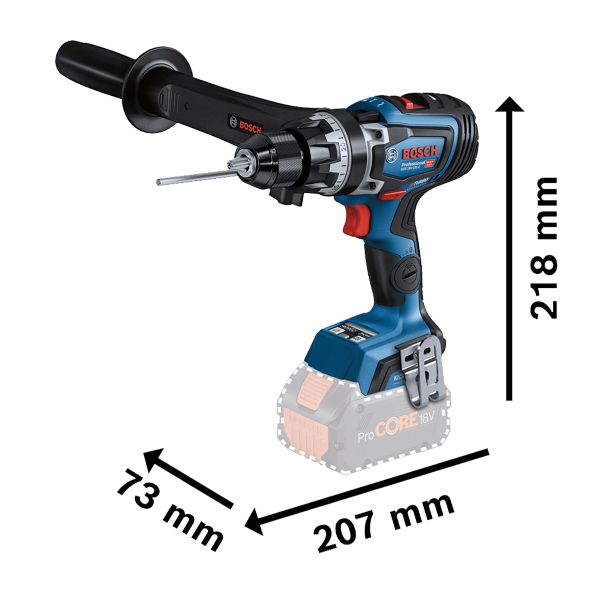 Taladro percutor Bosch 18V BITURBO 150Nm (Sin Batería) GSB18V-150C - 0601.9J5.1E04