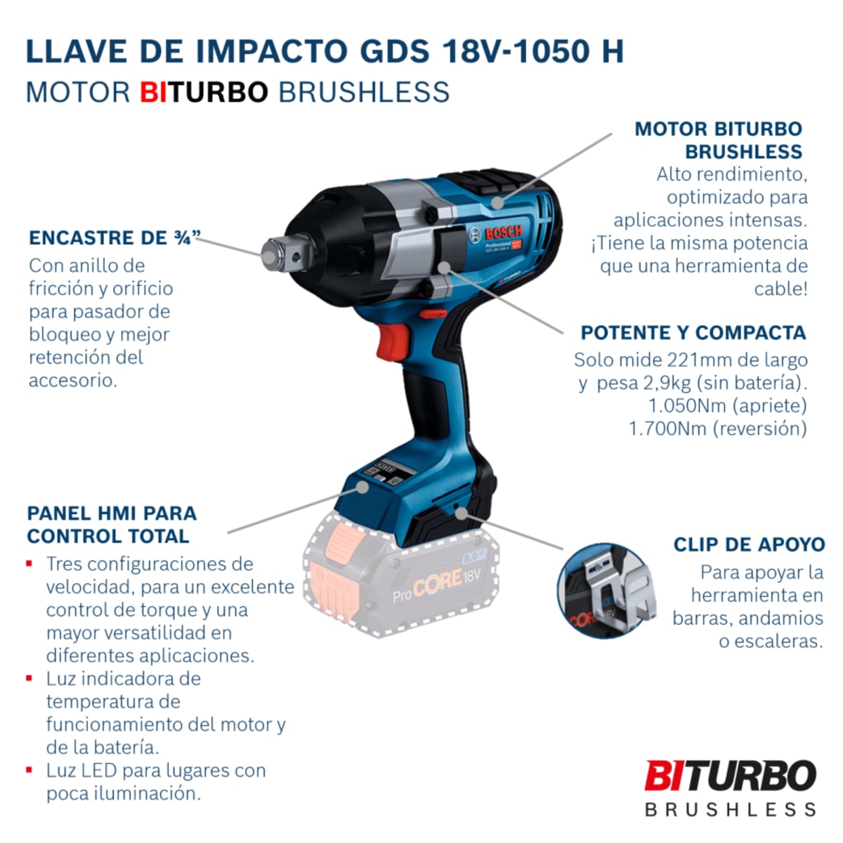 Llave impacto Bosch 3/4