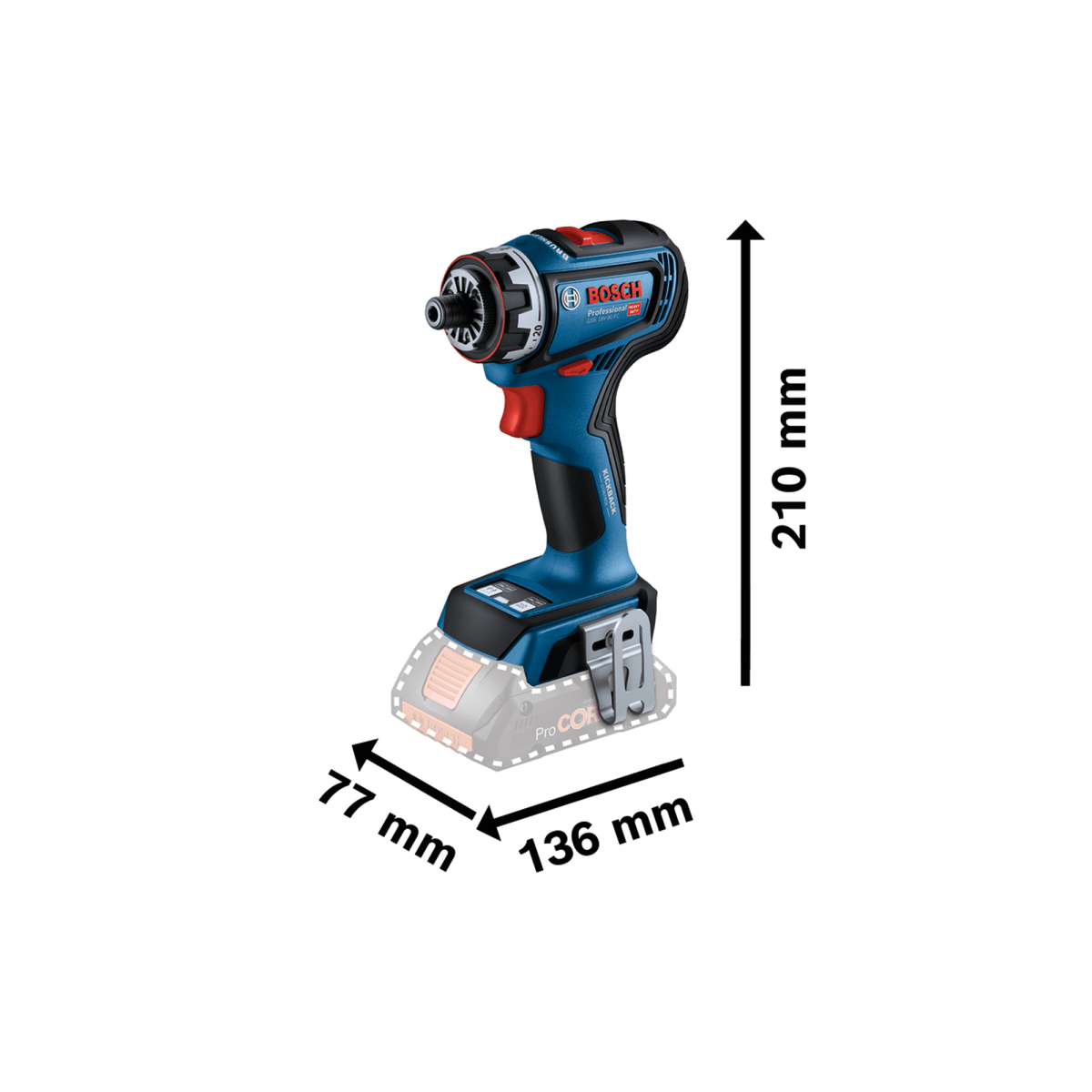 Taladro Bosch 18V 3 mandriles + maleta (Sin Batería) GSR18V-90FC - 0601.9K6.2E08