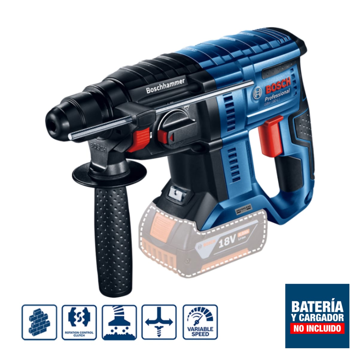 Rotomartillo Bosch SDS-Plus 18V Brushless (Sin Batería) GBH180-LI - 0611.911.1E13