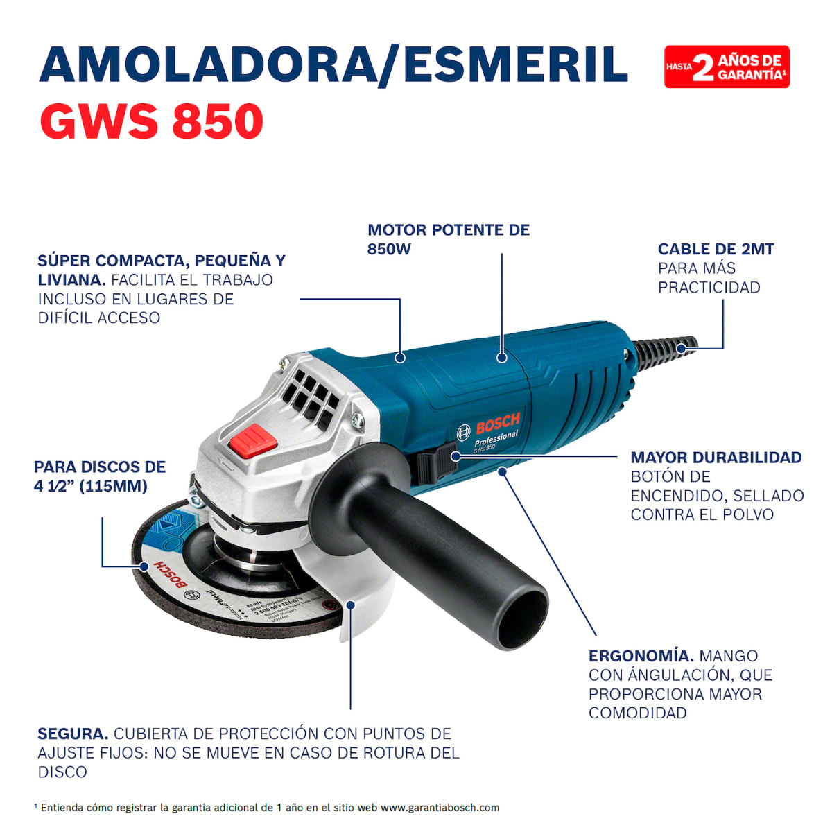 Rotormartillo SDS Plus GBH 2-24 D + Esmeril GWS 850 Bosch 0611.2A7.5E16