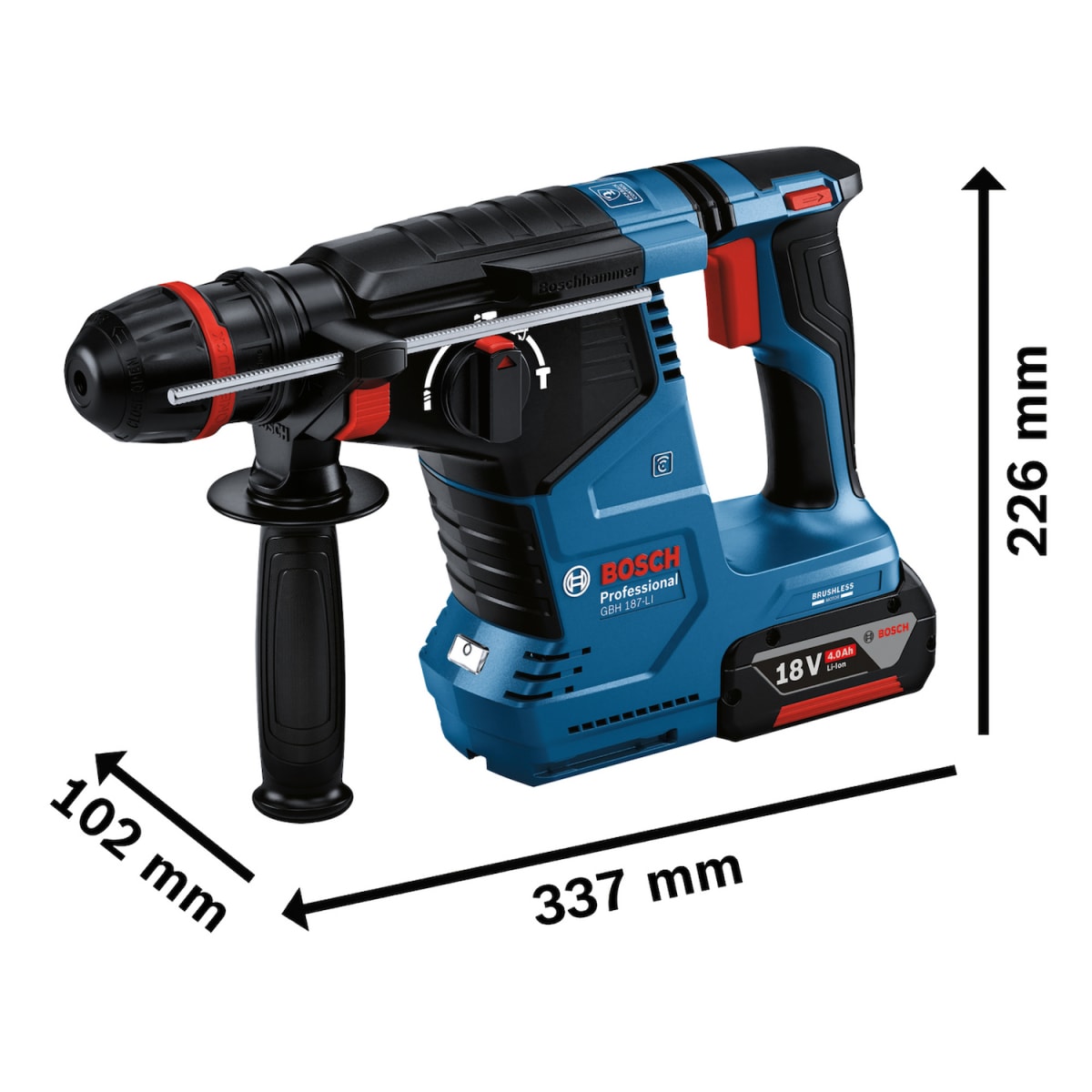 Rotomartillo SDS Plus/Cilíndrico/Hexagonal 18V Brushless Inc 2 Bat y Carg Bosch GBH 187-LI2