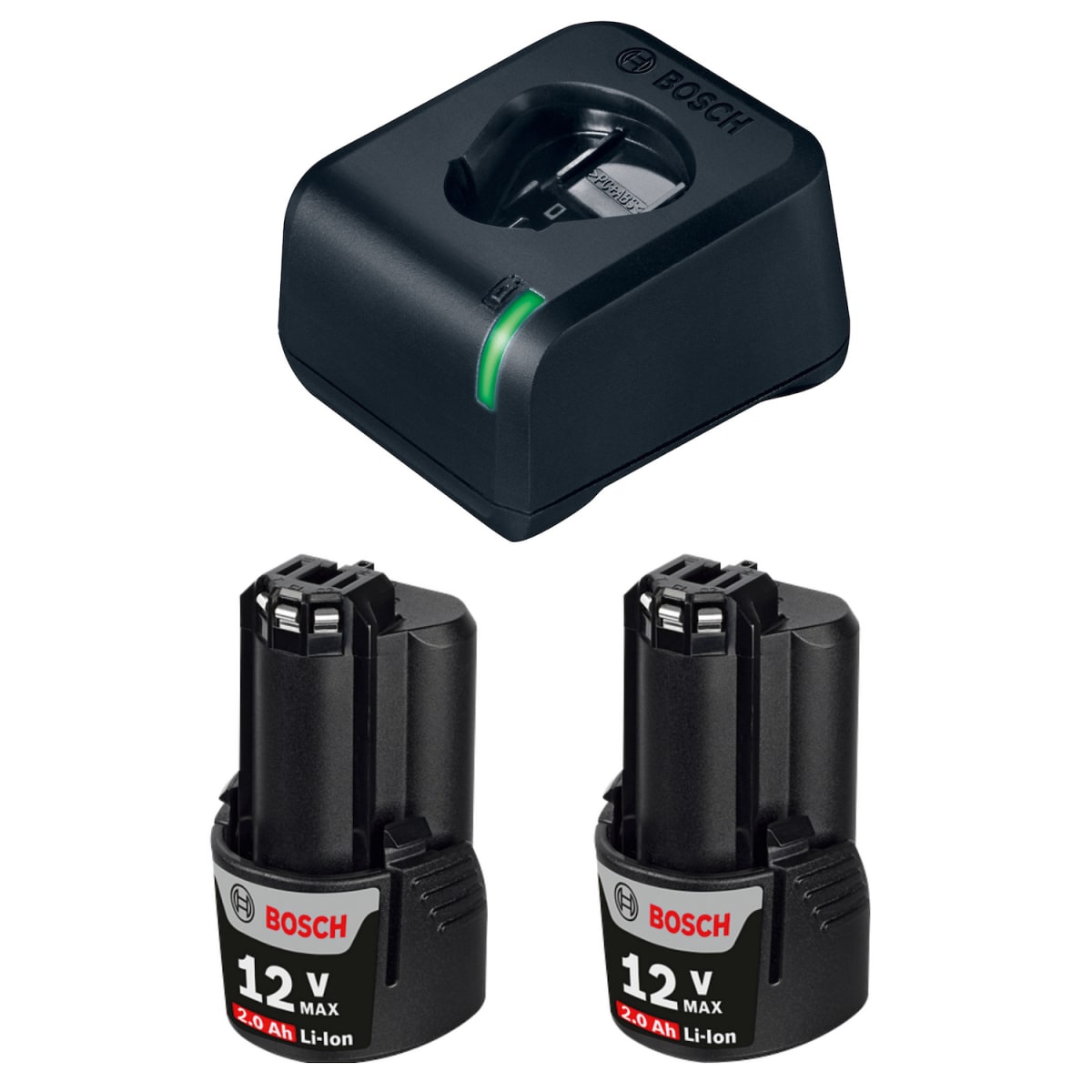 Kit Bosch: 2 Bat12V (2.0 Ah) + Carg GAL 12V-20 – 1600.A02.1KS1