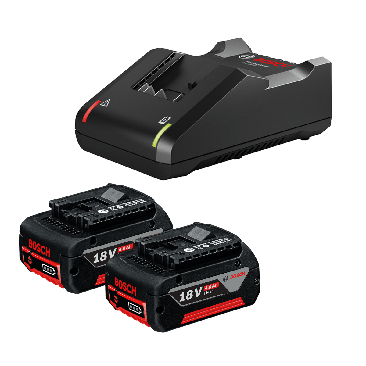 Kit Bosch: 2 Baterías 18V (4.0 Ah) + Carg GAL 18V-40 – 1600.A02.RM81