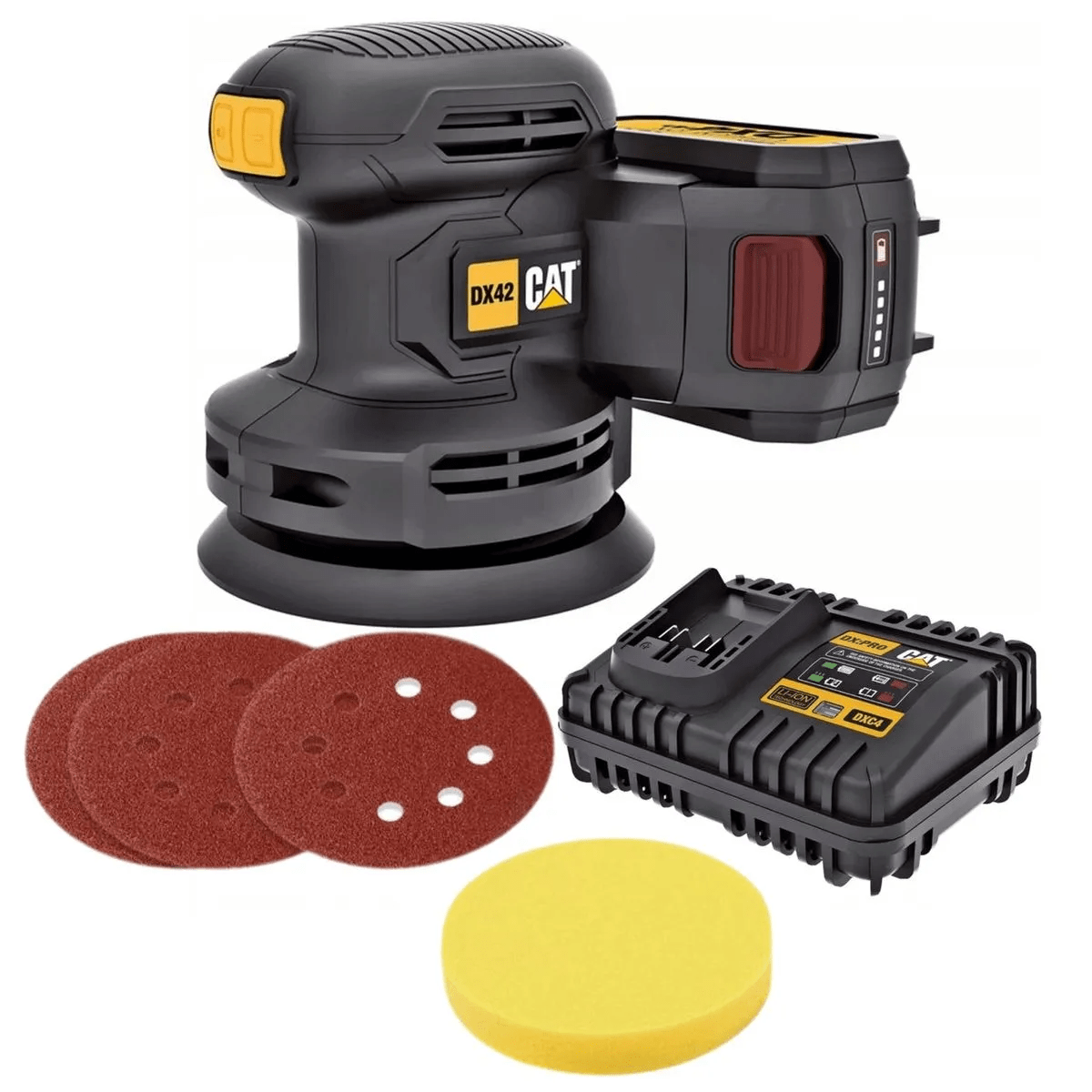 LIJADORA/ PULIDORA 18V CON ASPIRACION + 1 BAT 4AH + 1 CARGADOR - DX42K  -CATERPILLAR1