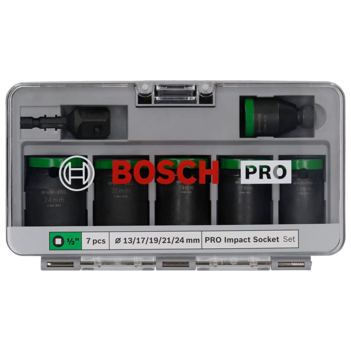 Juego Dados Impacto 7Pzas 13/17/19/21/24mm Con adaptador Bosch 2608.003.0321