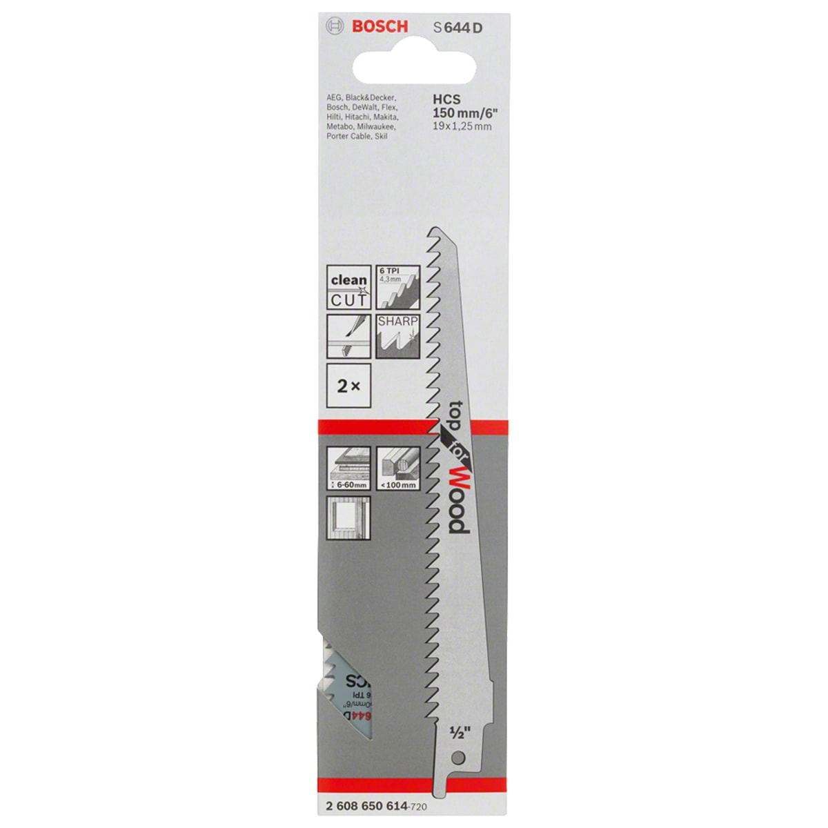 Hoja de Sierra Sable S 644 D x 2 Unidades Bosch 2608.650.6141