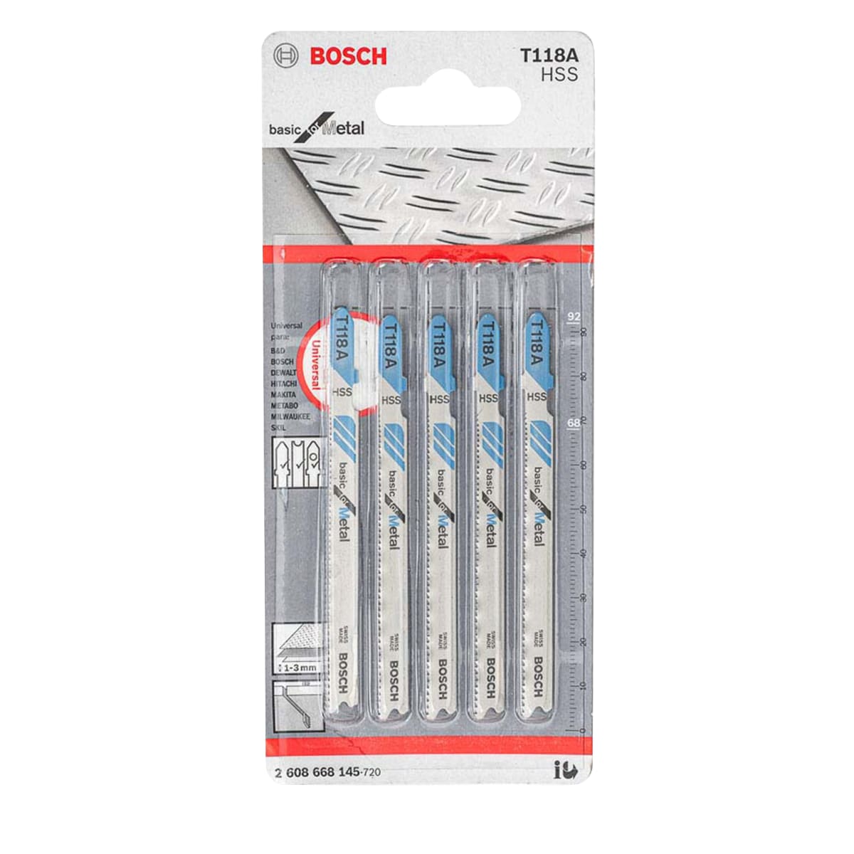 Hoja Caladora T118A x5 Unidades HSS Para Metal Bosch 2608.668.1451