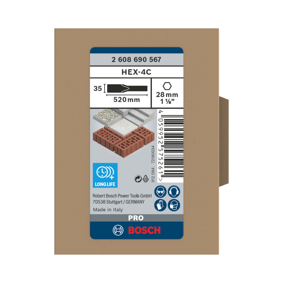 Cincel Plano Bosch Hex 28mm 35x520mm para Demolición - 2608.690.5673