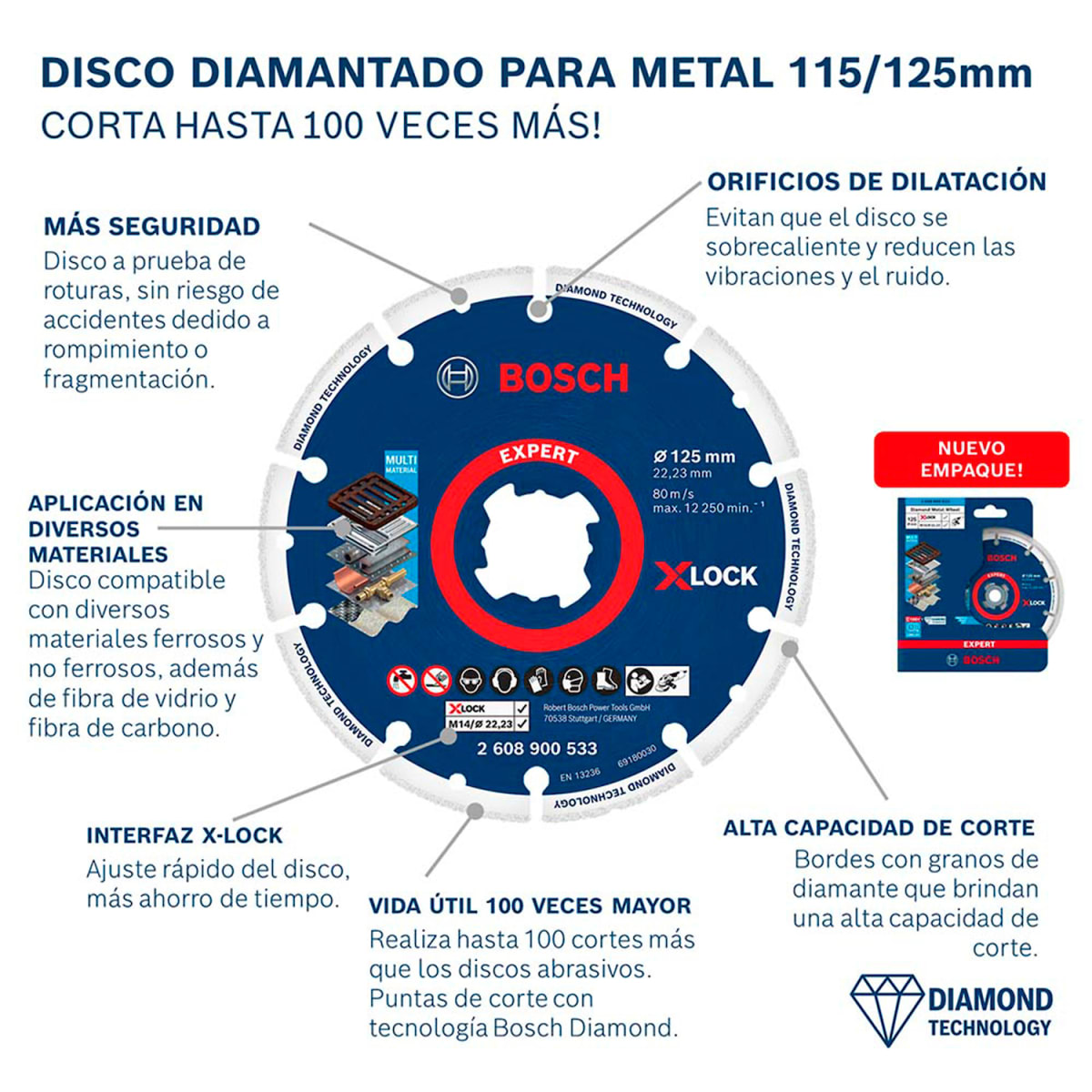 Disco Diamantado X-LOCK para Metal 4-1/2