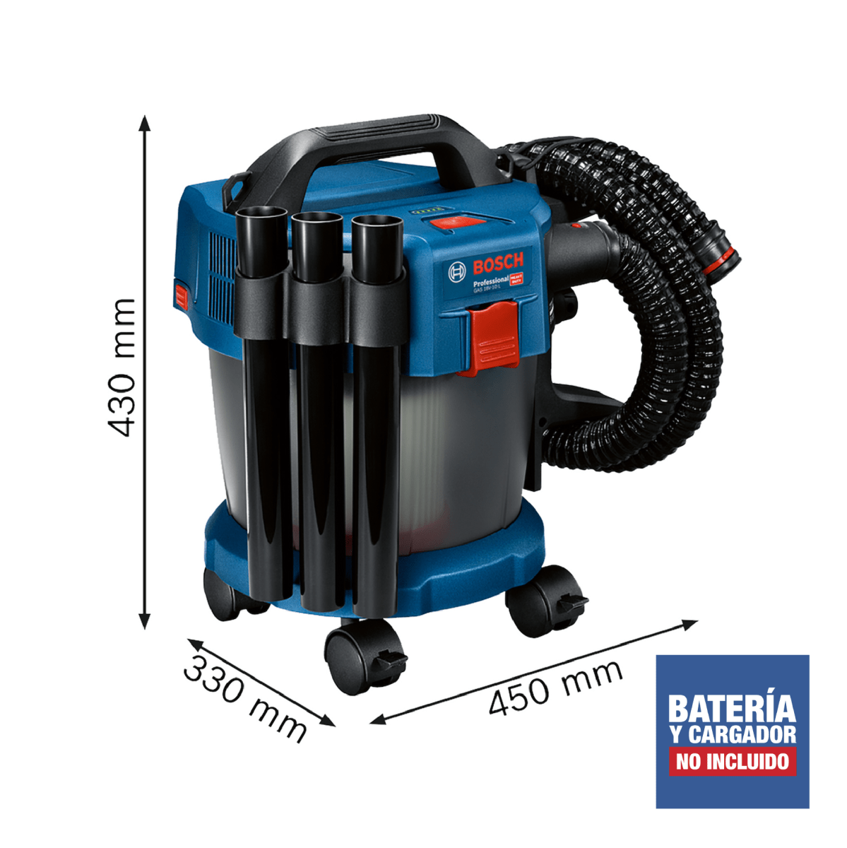 Aspiradora Bosch 18V seco/húmedo 10L (Sin Batería) GAS18V-10L - 0601.9C6.3024