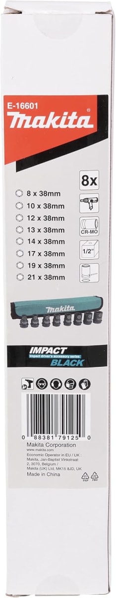 Jgo. Dados Impacto Enc 1/2 (8-21mm)x8 Pzas E-16601 Makita3