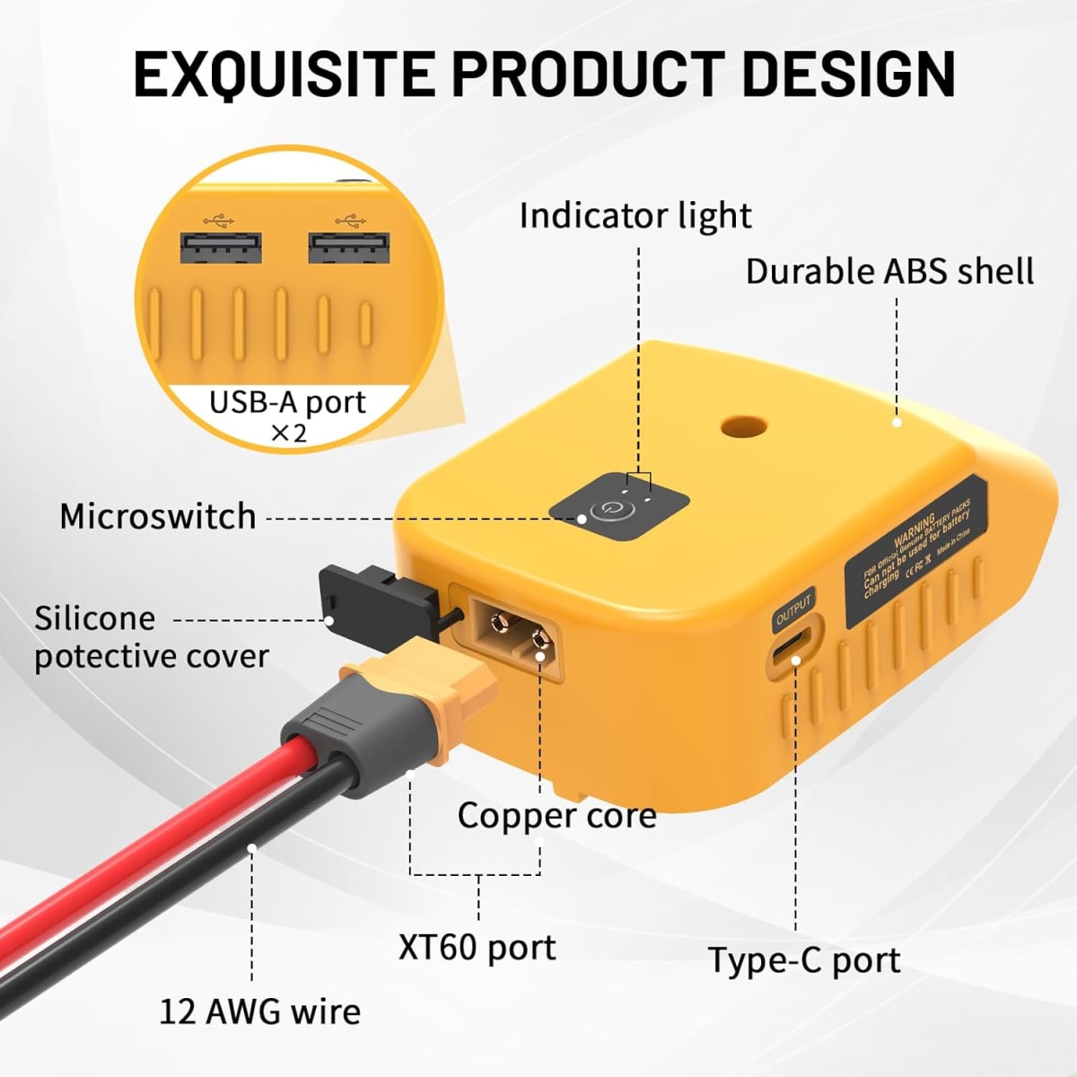 Adaptador de Carga USB para Baterías DeWalt 18V/20V - Puerto Dual D18X4