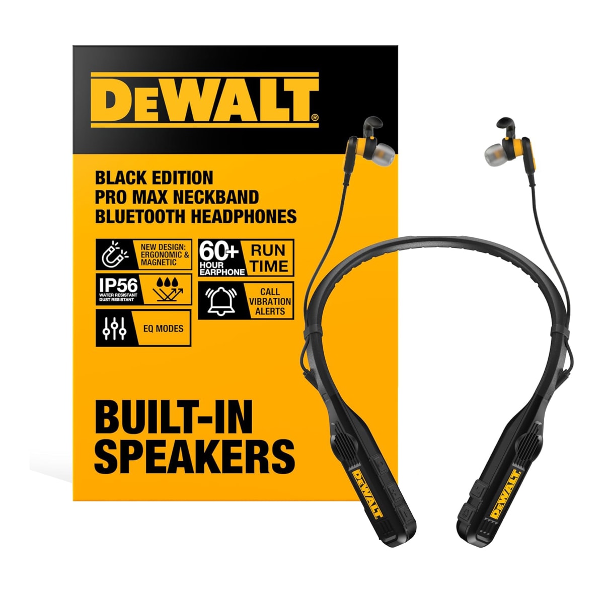 Auriculares Bluetooth Color Negro 2 en 1 con Banda para el Cuello Dewalt DXMA1902093-B1