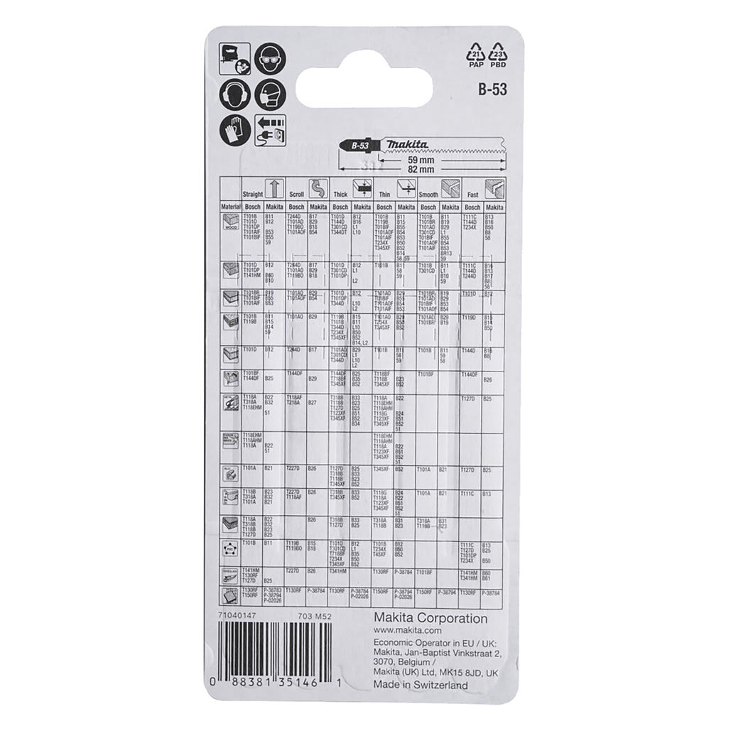 Hoja Sierra De Calar Para Laminados 15 Dientes x 5unid Makita B-109702