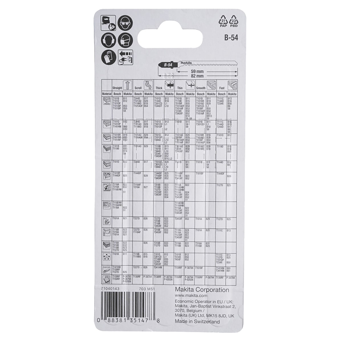 Hojas Sierra de Calar para Laminados 107mm x 5unid Makita B-109863