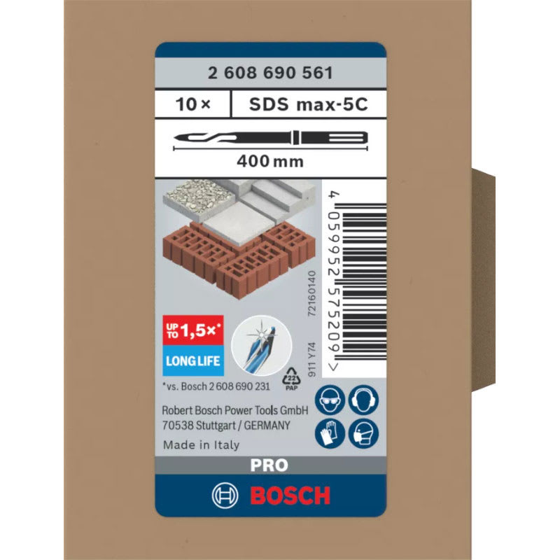 Cincel SDS Max-5C Punta 400 mm Long Life Autoafilable R-Te Bosch 2608.690.561-14