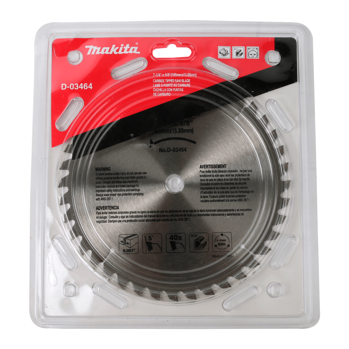 Disco de Sierra 7-1/4'' 40 Dientes Makita D034642
