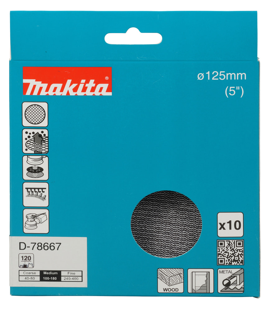 Lija Velcro Con Malla Abrasiva- D 5?(125Mm.) – Grano 120 – 10 Unid. D-78667  MAKITA4