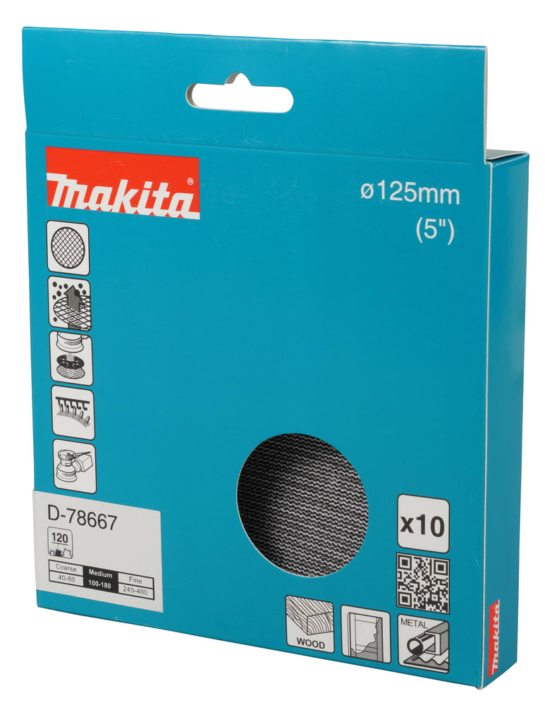 Lija Velcro Con Malla Abrasiva- D 5?(125Mm.) – Grano 120 – 10 Unid. D-78667  MAKITA3