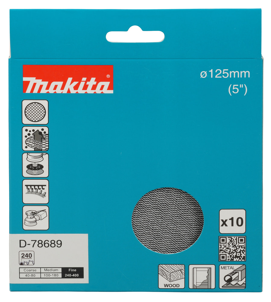Lija Velcro Con Malla Abrasiva - D 5 (125Mm.) – Grano 240 – 10 Unid.D-78689 MAKITA6
