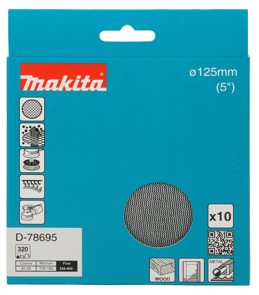 Lija Velcro Con Malla Abrasiva- D 5 (125Mm.) – Grano 320 – 10 Unid.D-78695 MAKITA5