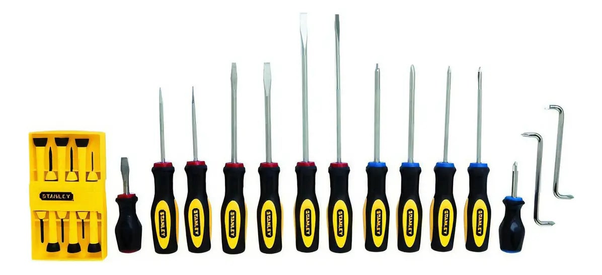 SET DE DESTORNILLADORES CUSHION GRIP JGO. 20 PZAS PLANO PHILLIPS STANLEY 60-2203