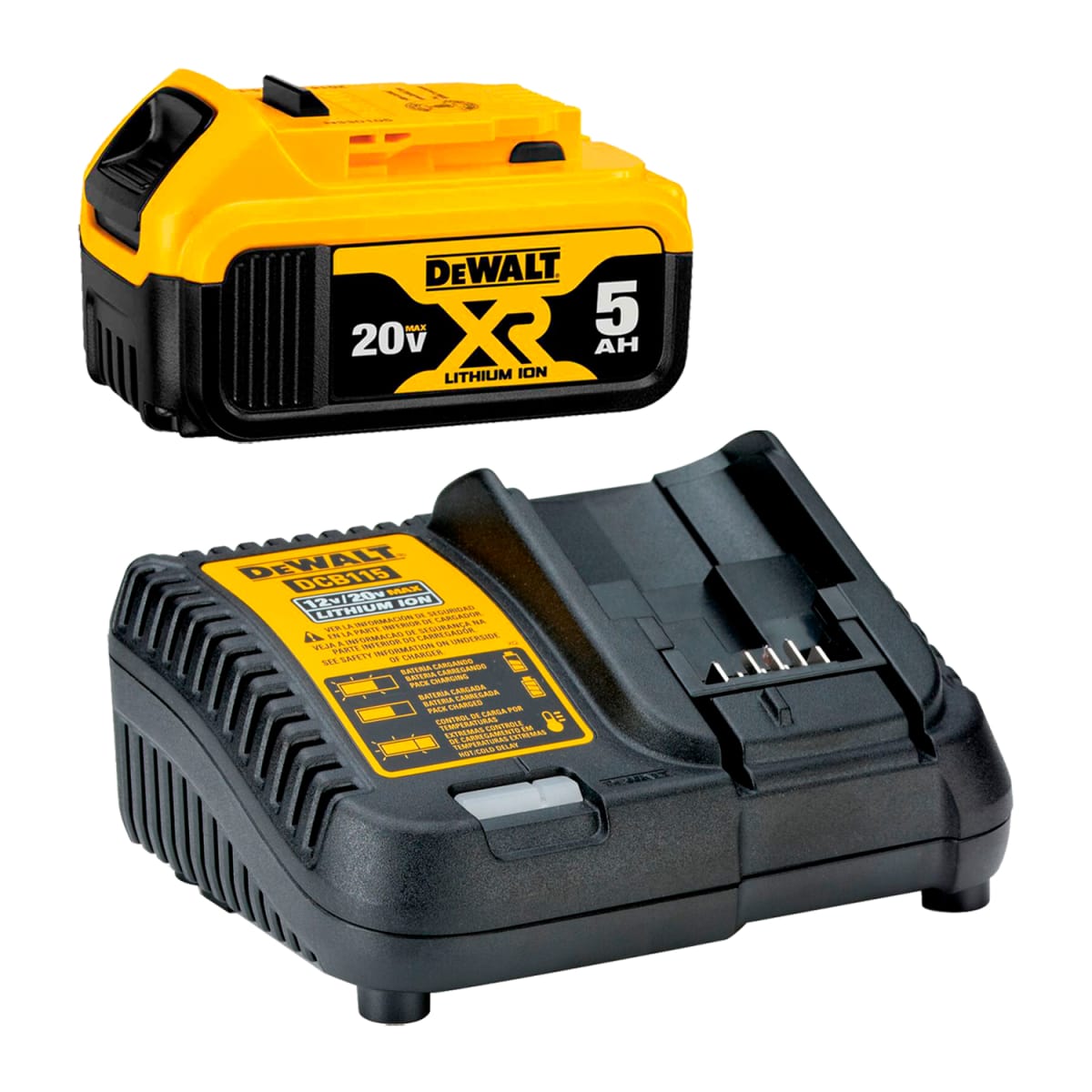 Kit Batería 5.0 Ah + Cargador Ion-Litio 12V/20V Dewalt DCB205-K11