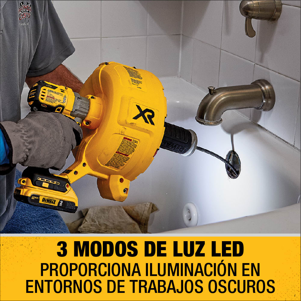 Destapador de cañerías DeWalt 20V XR cable 35' (Sin Batería) - DCD200B4