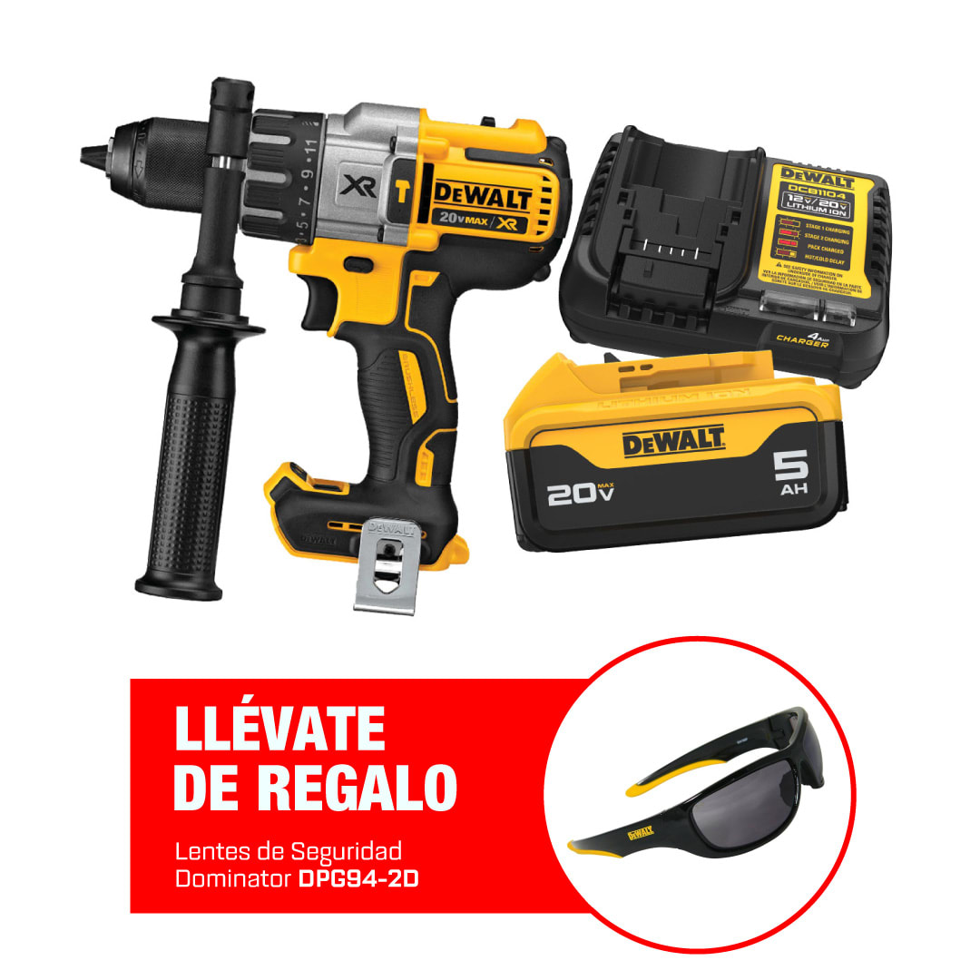 Kit Taladro Percutor 1/2'' 20V Xr + 1 Batería 20V 5.0Ah + Cargador Dewalt - DCD996B-K11