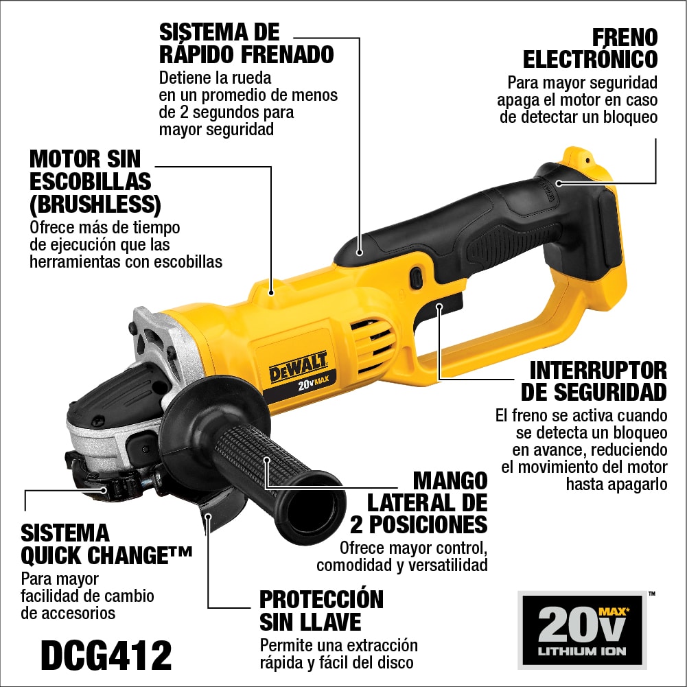Esmeril Angular 4-1/2'' 20V Max Xr Dewalt DCG412B8