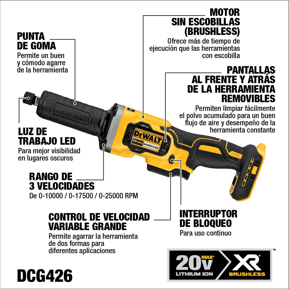 Esmeril Recto DeWalt 20V MAX XR 1/4