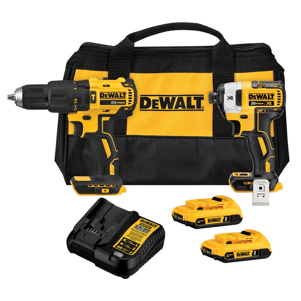 Taladro Percutor 1/2'' + Atornillador de Impacto 1/4'' 20V DCK223D2 Dewalt1