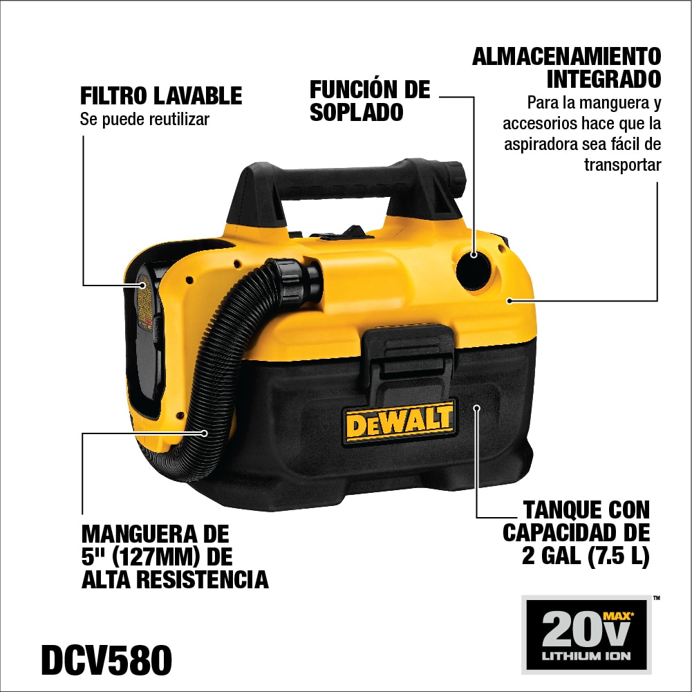 Aspiradora seco/húmedo DeWalt 20V 7.6L (Sin Batería) - DCV580H7