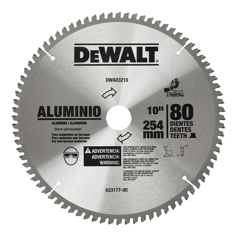 Disco para Aluminio de 10'' 80T - DEWALT DWA032101