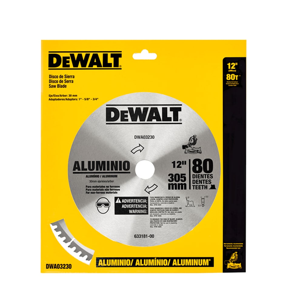 Disco para Aluminio de 12'' 80T - DEWALT DWA032301