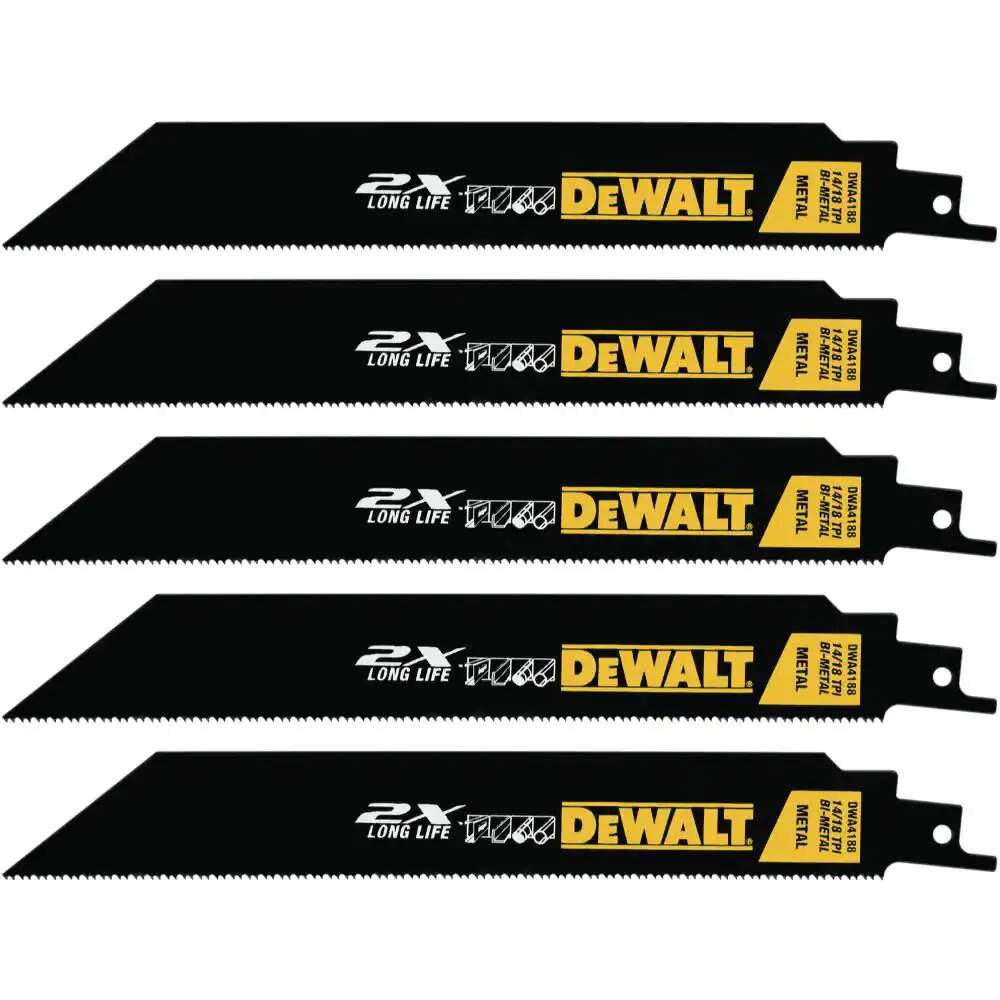Hojas Sierra Sable p/ metales acerados 8plg 14 TPI x5 unidades - DWA4188 DEWALT2