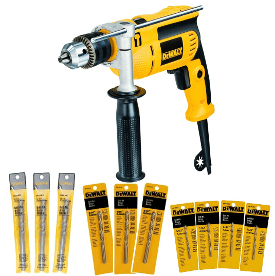 Combo Taladro DeWalt 650W + Set 10 Brocas - DWD024-K191