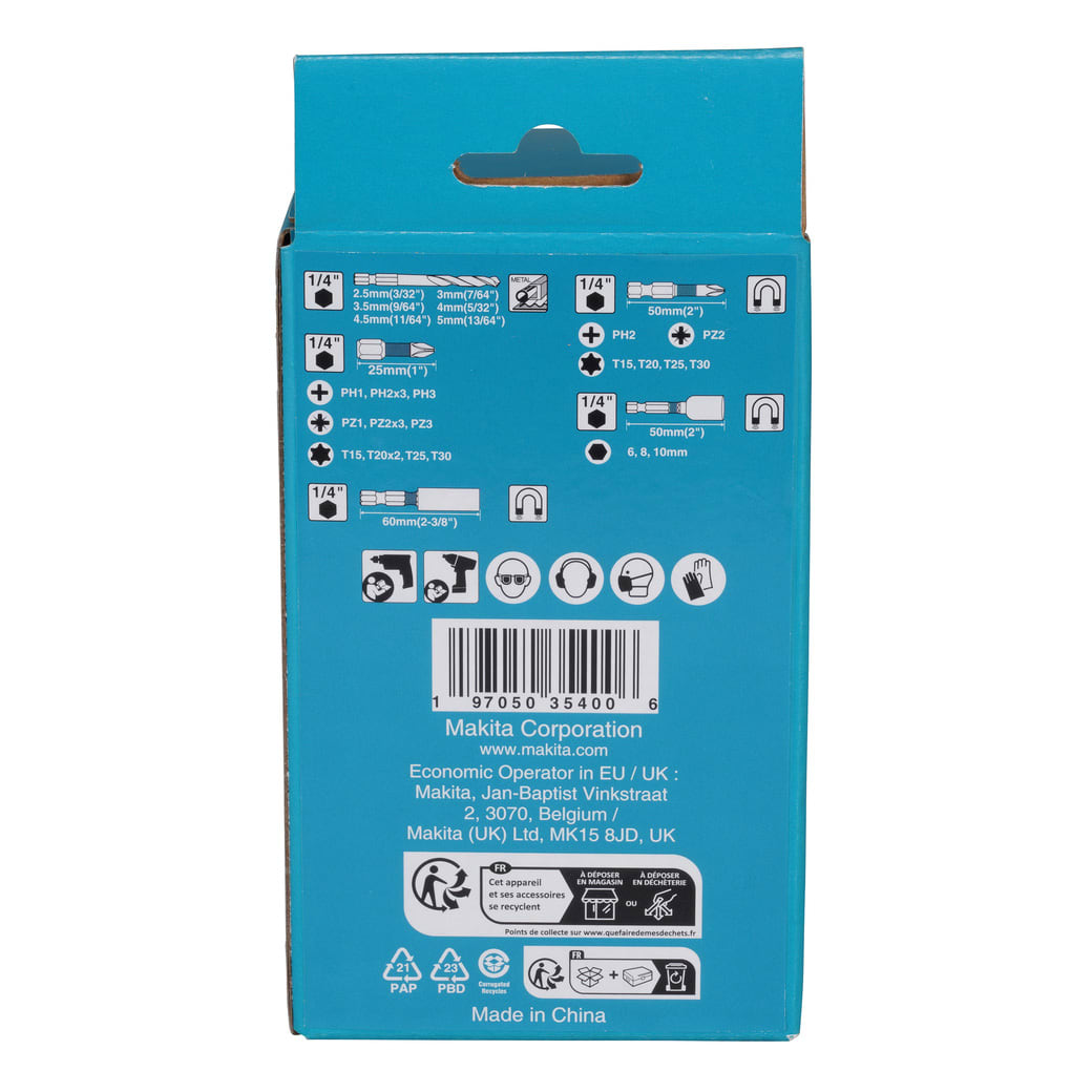 Juego de 31 Puntas para Tornillos Impact Black Makita E-228506