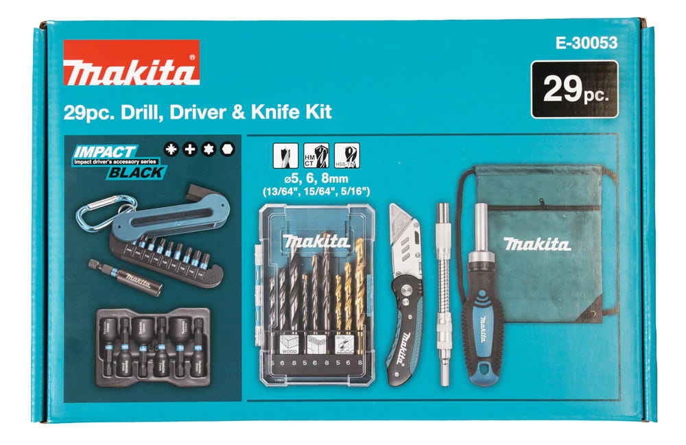 SET 29 piezas • brocas • puntas • Vasos • Destornillador • Navaja plegable E-30053 MAKITA1