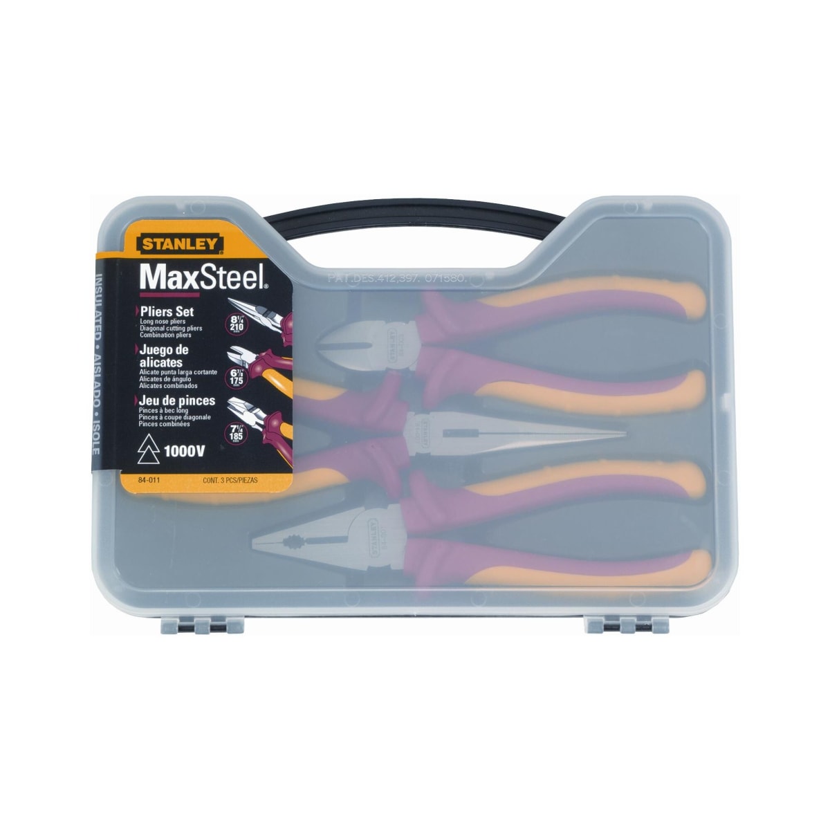 Juego de 3 Alicates MaxSteel VDE 1000V Stanley 84-0115