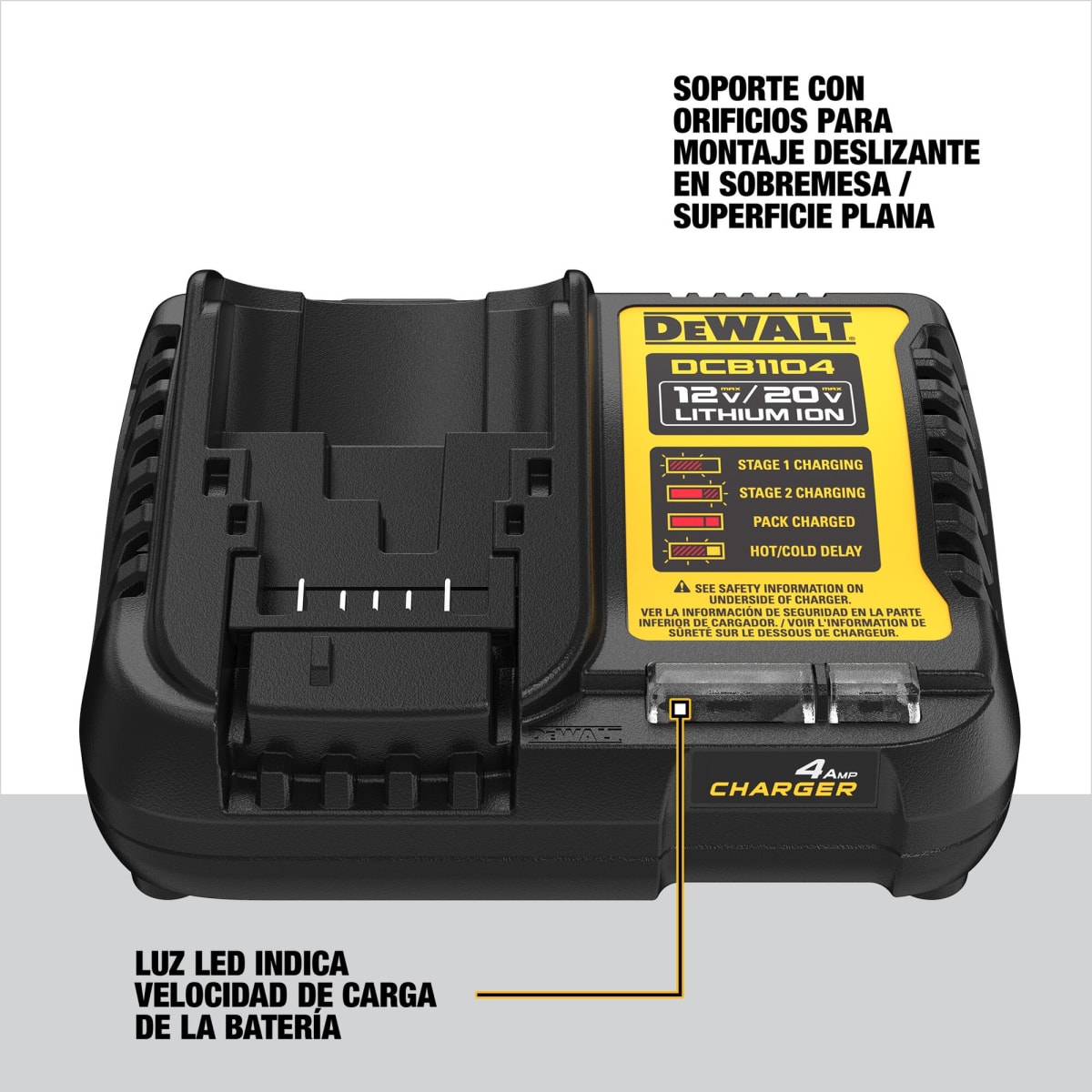 Cargador de Batería Ion de Litio 12V / 20V Dewalt DCB1104-B26