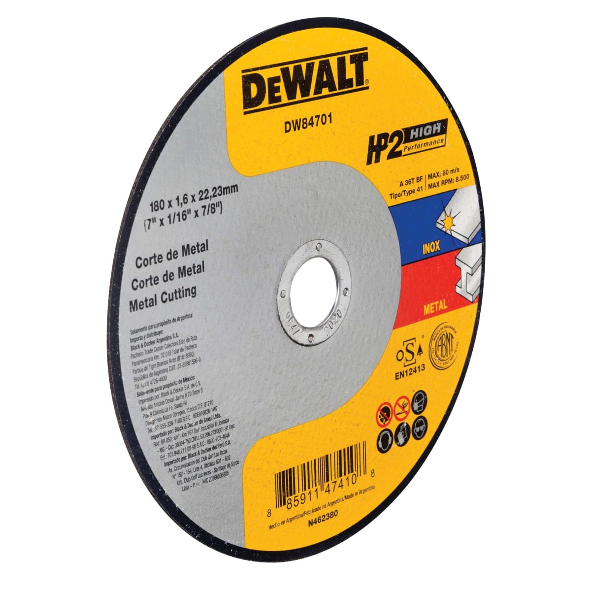DISCO DE CORTE METAL/INOX - HP2 - 7